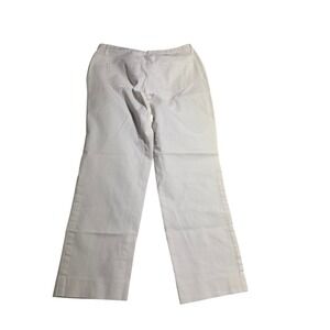 JM Collection Womens White Straight Leg Denim Pants Size 10 Leopard Trim Waist
